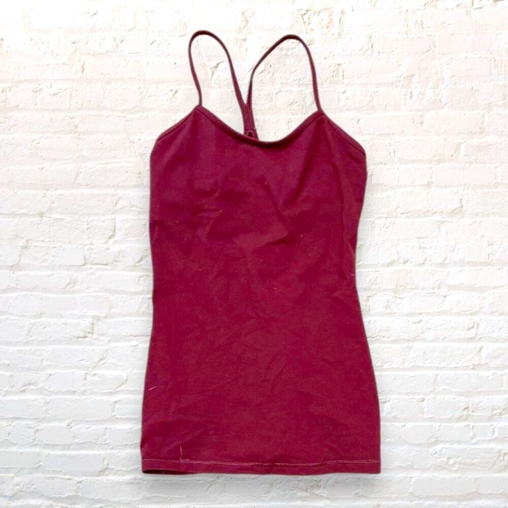 LULULEMON Power Y Racerback Yoga Athletic Burgundy Bra Tank Size 6